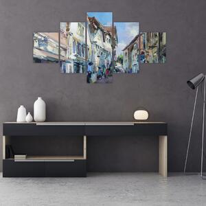 Obraz - Aleja starego miasta, malarstwo akrylowe (125x70 cm)