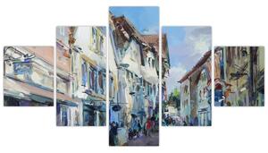 Obraz - Aleja starego miasta, malarstwo akrylowe (125x70 cm)