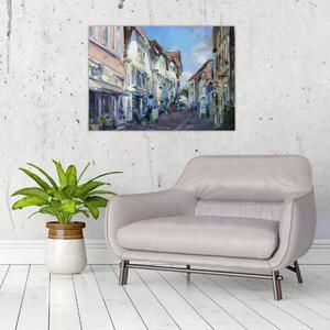 Obraz - Aleja starego miasta, malarstwo akrylowe (70x50 cm)