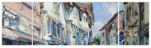 Obraz - Aleja starego miasta, malarstwo akrylowe (170x50 cm)
