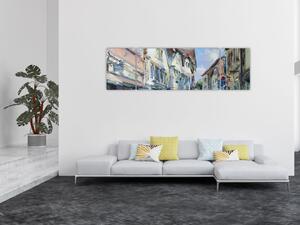 Obraz - Aleja starego miasta, malarstwo akrylowe (170x50 cm)