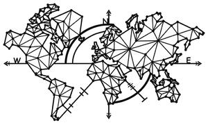 Homemania Dekoracja ścienna World Map, 100x60 cm, metalowa, czarna