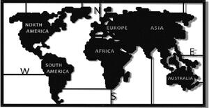 Homemania Dekoracja ścienna World Map, 90x55 cm, metalowa, czarna