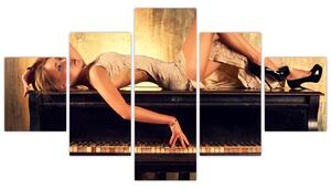 Obraz - Kobieta na fortepianie (125x70 cm)