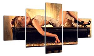 Obraz - Kobieta na fortepianie (125x70 cm)