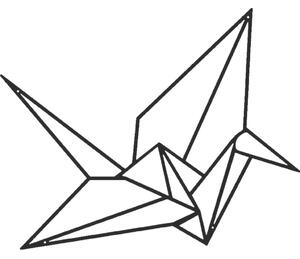 Homemania Dekoracja ścienna Origami Crane, 41x33 cm, metalowa, czarna