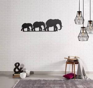 Homemania Dekoracja ścienna Elephant, 50x15 cm, stal, czarna