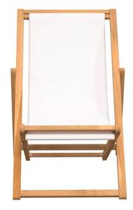 Leżak, drewno tekowe, 56 x 105 x 96 cm, kremowy