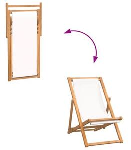 Leżak, drewno tekowe, 56 x 105 x 96 cm, kremowy