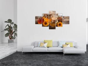 Obraz - Martwa natura z słoikami miodu (125x70 cm)