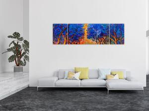 Obraz - Jesienne korony drzew, nowoczesny impresjonizm (170x50 cm)