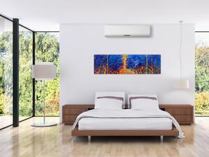 Obraz - Jesienne korony drzew, nowoczesny impresjonizm (170x50 cm)