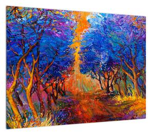 Obraz - Jesienne korony drzew, nowoczesny impresjonizm (70x50 cm)