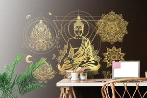 Tapeta złoty medytujący Budda