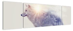 Obraz - Wilk arktyczny odzwierciedla dziki krajobraz (170x50 cm)