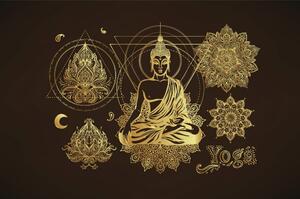 Tapeta złoty medytujący Budda