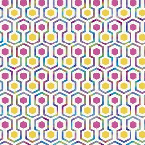 Good Vibes Tapeta Hexagon Pattern, różowo-żółta