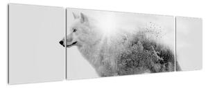 Obraz - Wilk arktyczny odzwierciedla dziki krajobraz (170x50 cm)