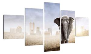 Obraz - Słonie w wielkim mieście (125x70 cm)