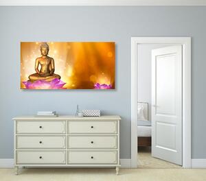 Obraz posąg Buddy na kwiecie lotosu