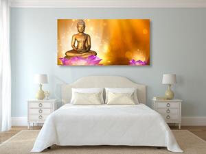 Obraz posąg Buddy na kwiecie lotosu