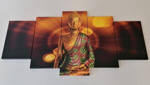 5-częściowy obraz posąg Buddy z abstrakcyjnym tłem