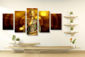 5-częściowy obraz posąg Buddy z abstrakcyjnym tłem