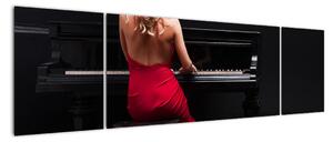 Obraz kobiety grającej na pianinie (170x50 cm)