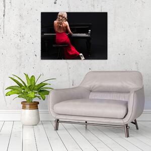 Obraz kobiety grającej na pianinie (70x50 cm)