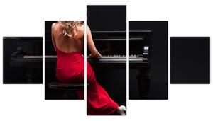 Obraz kobiety grającej na pianinie (125x70 cm)