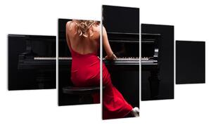 Obraz kobiety grającej na pianinie (125x70 cm)