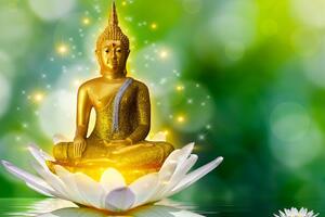 Obraz złoty Budda na kwiecie lotosu