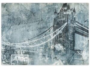 Obraz - Tower Bridge w chłodnych odcieniach (70x50 cm)