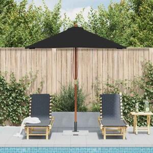 Parasol ogrodowy na drewnianym słupku, czarny, 150x200 cm