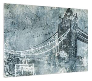 Obraz - Tower Bridge w chłodnych odcieniach (70x50 cm)