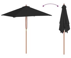 Parasol ogrodowy na drewnianym słupku, czarny, 150x200 cm