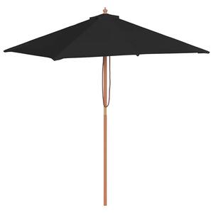 Parasol ogrodowy na drewnianym słupku, czarny, 150x200 cm