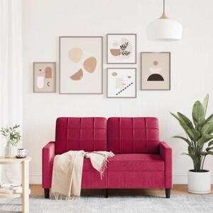 Sofa 2-osobowa, winna czerwieÅ, 120 cm, tapicerowana aksamitem