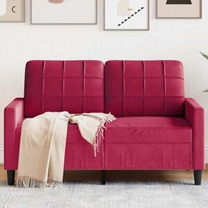 Sofa 2-osobowa, winna czerwieÅ, 120 cm, tapicerowana aksamitem