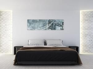 Obraz - Tower Bridge w chłodnych odcieniach (170x50 cm)