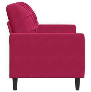 Sofa 2-osobowa, winna czerwieÅ, 120 cm, tapicerowana aksamitem