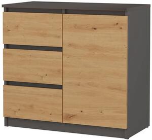 Komoda Z 3 Szufladami Dąb Artisan + Antracyt W5-D27