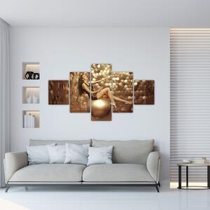 Obraz kobiety w złotym pokoju (125x70 cm)