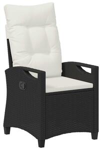Regulowane krzesło ogrodowe z rozkładanym stolikiem w kolorze czarnym i kremowym