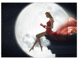 Obraz - Kobieta w świetle księżyca (70x50 cm)