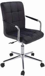 Czarny welurowy fotel obrotowy pikowany D5-B29