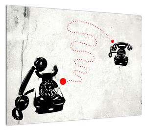 Obraz - Rysunek telefonu w stylu Banksy (70x50 cm)
