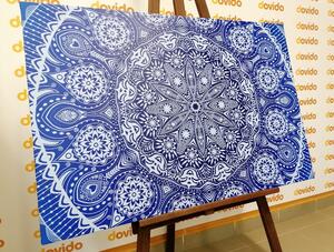Obraz ozdobna Mandala z koronką w kolorze niebieskim