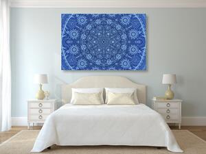 Obraz ozdobna Mandala z koronką w kolorze niebieskim