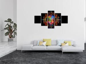 Obraz - Popiersie Buddy w neonowych kolorach (125x70 cm)